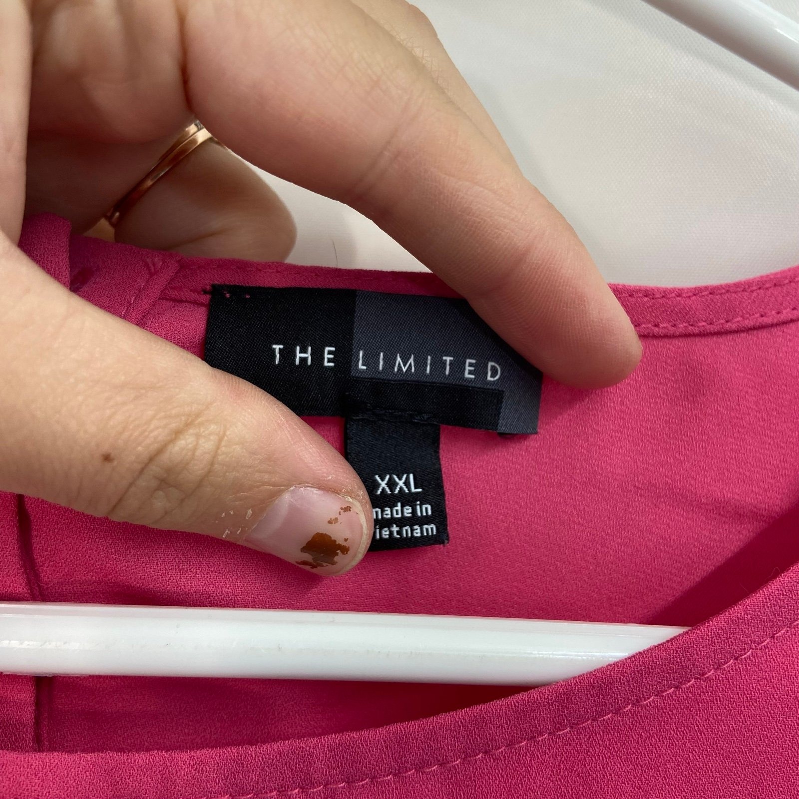 The Limited Women's Hot Pink Sleeveless Basic Ruffle Button Neck Blouse Casual — image 2 of 6
